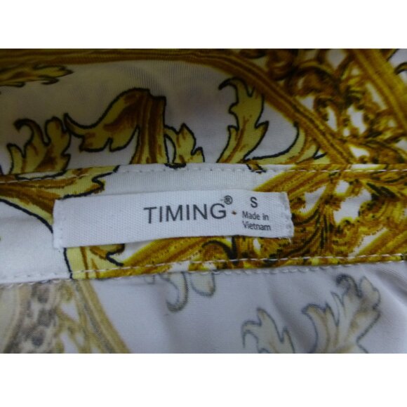 NWOT Long Sleeve Button-Up Glam Gold Chain Top (Size S) - Picture 5 of 10